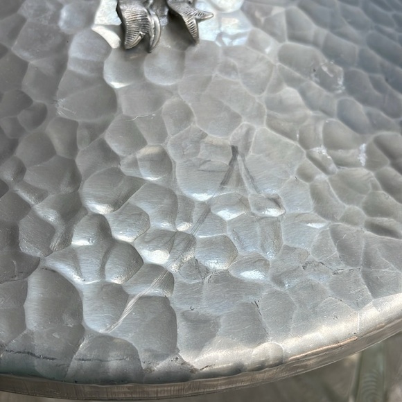 VTG Rodney Kent hand-forged hammered aluminum covered dish w/ Pyrex dish 1950s - Picture 15 of 17
